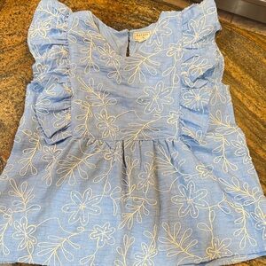Hayden Light Blue Kids Blouse with White Floral Design
